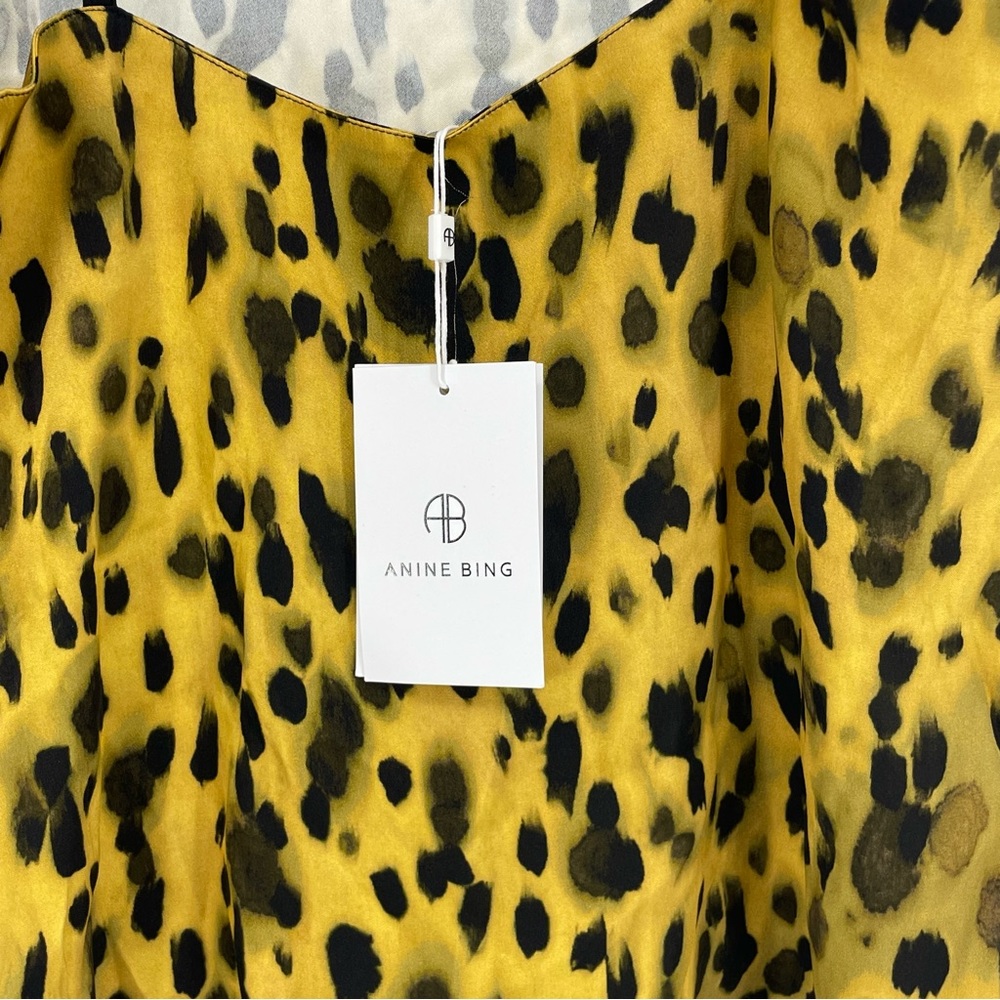 ANINE BING NWT SILK LEOPARD PRINT CAMISOLE TANK TOP MEDIUM LACE TRIM MEDIUM - Picture 10 of 12